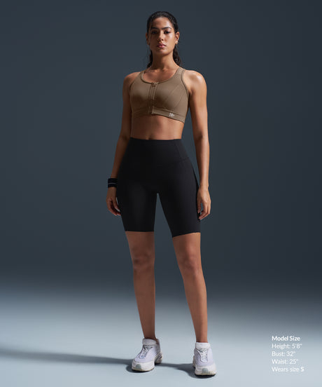 Enfold Zip Front Mesh Racerback Vadderad Löpar-BH | Sport-BH med Högt Stöd för Damer