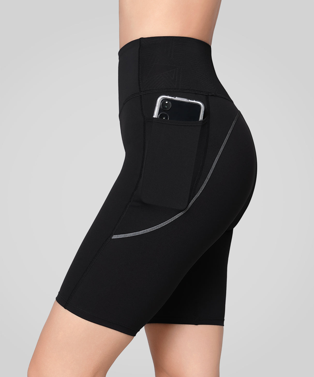 Echo Stretchy High Waist Shorts with Side Pockets 9‘’| Women's High Support Running Shorts