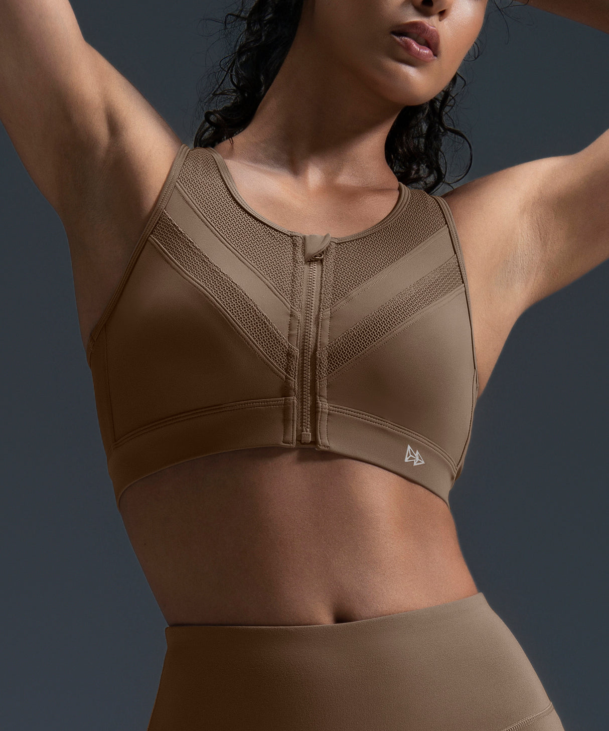 Enfold Zip Mesh Padded Running Bra | Women's High Support Sports Bra