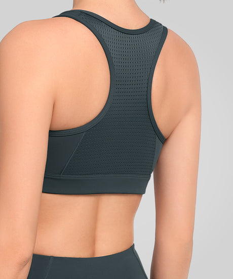 Power Plaid Mesh Stitch-featured Running Bra | Women's High Support Sports Bra