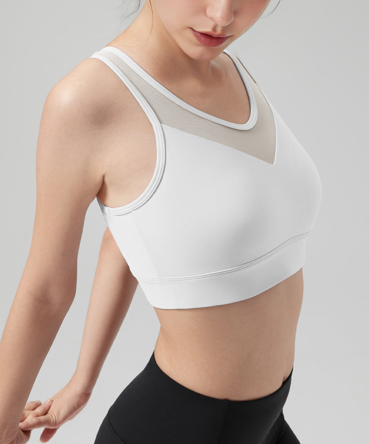 Power Front Sheer Mesh H-Back Sports Bra| Women's High Support Sports Bra