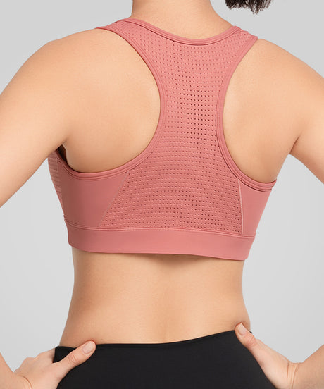 Power Zip Front Breathable Mesh Running Bra | Women's High Support Sports Bra
