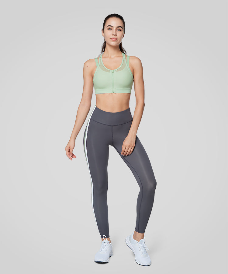 Power Zip Front Mesh Padded Running Bra | Damen Sport-BH mit starkem Halt