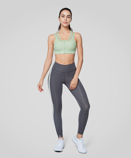 Power Zip Front Breathable Full-Coverage Running Bra | Women's High Support Sports Bra