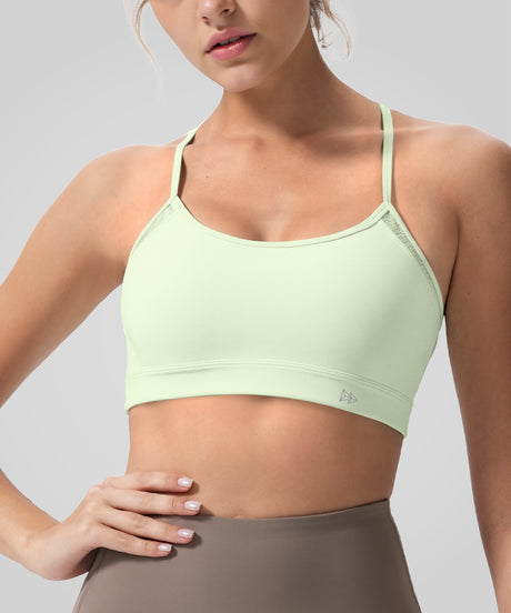 Anywhere Double Strap Sheer Mesh Yoga Bra| Women's Light Support Sports Bra