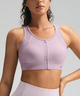 Power Front-Zip Mesh Racerback Löpar-BH | Sport-BH med högt stöd för kvinnor