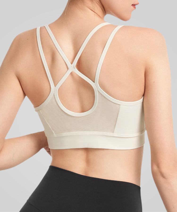 Anywhere Yoga-BH aus transparentem Mesh mit Doppelträgern | Leicht stützender Sport-BH für Damen