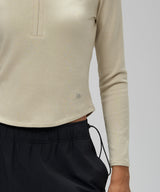 Anywhere Brushed Half-Zip Long Sleeve Crop Top | Women's Long Sleeve T-shirt