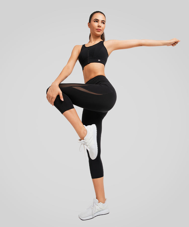 Echo Front Zip Perforerad Solid Vadderad Löpar-BH | Sport-BH med Högt Stöd för Damer