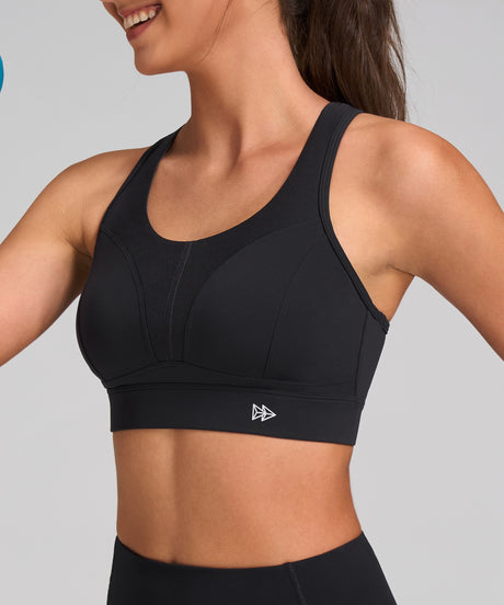 Enfold Round Neck Front Mesh Sports Bra | Women's High Support Sports Bra