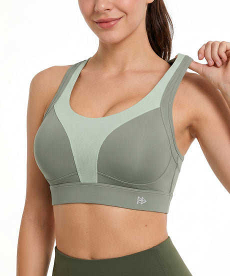 Power Breathable Racerback Fixed Cups High Impact Bra | Women's High Support Sports Bra