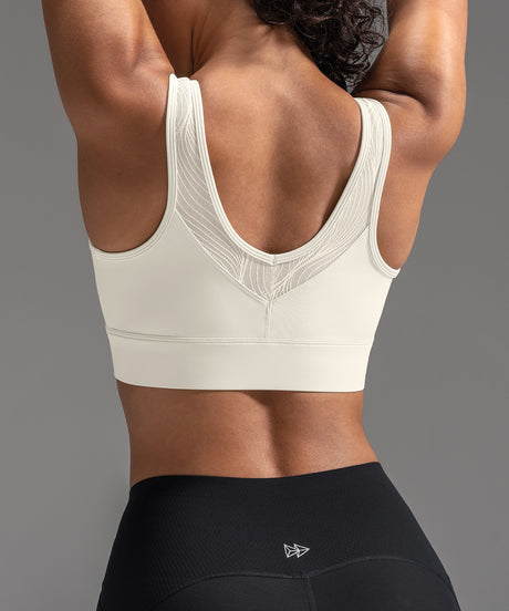 Power Mesh Sweetheart Neck Back Sports Bra| Women's High Support Sports Bra