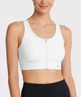 Power Front Zip Full Coverage Racerback Mesh Running Bra | Women's High Support Sports Bra
