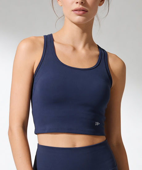 Anywhere Full-Coverage Fixed Pads Mesh Longline Yoga Bra | Women's Sports Tank