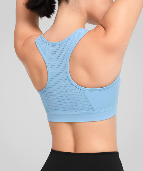 Power Zip Front Breathable Mesh Running Bra | Women's High Support Sports Bra