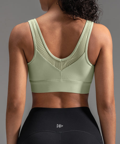 Power Mesh Sweetheart Neck Back Sports Bra| Women's High Support Sports Bra