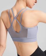 Sujetador de yoga de malla transparente con doble tirante Anywhere | Sujetador deportivo de sujeción ligera para mujer