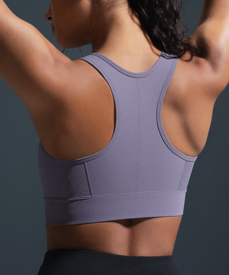 Enfold Zip Front Racerback Vadderad Löpar-BH | Sport-BH med Högt Stöd för Damer