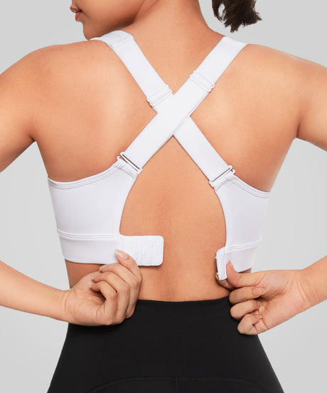 Sujetador deportivo transpirable con espalda cruzada y acolchado para correr | Sujetador deportivo de alta sujeción para mujer