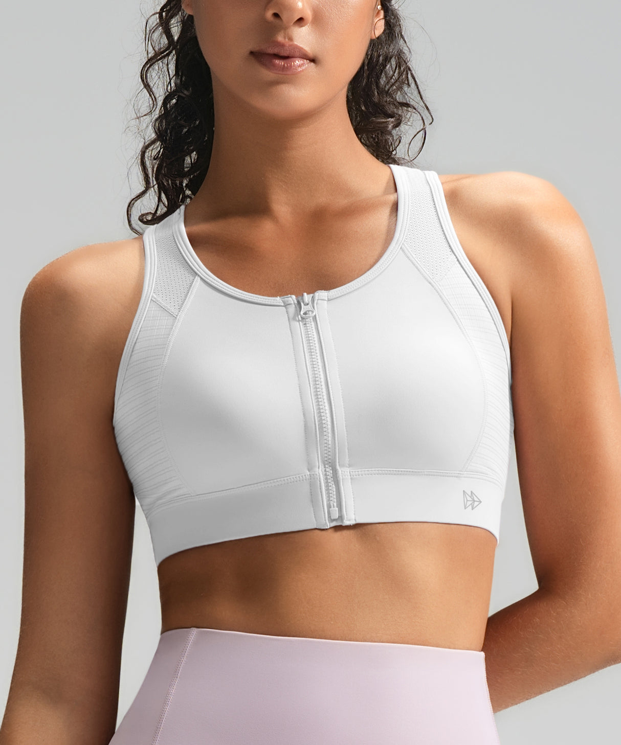 Power Front-Zip Mesh Racerback Löpar-BH | Sport-BH med högt stöd för kvinnor