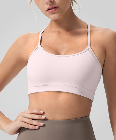 Anywhere Double Strap Sheer Mesh Yoga Bra| Women's Light Support Sports Bra