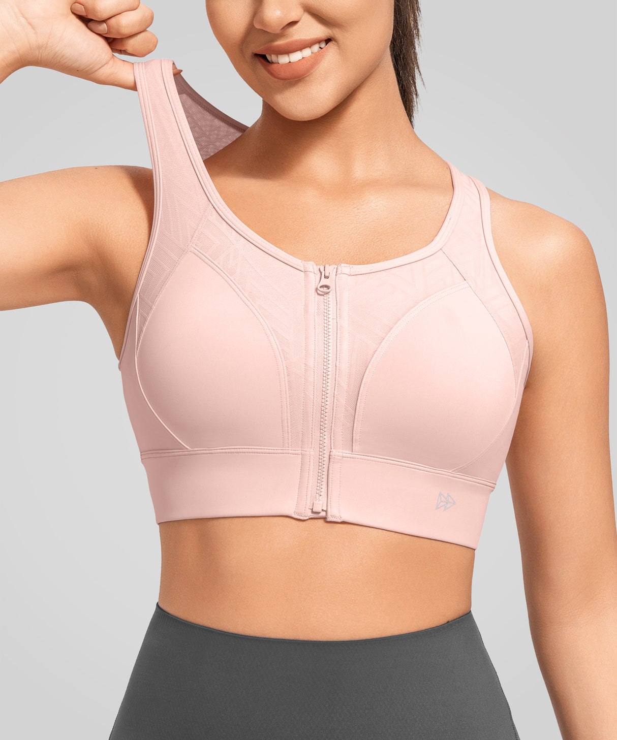 Power Zip Front Key Hole Back Sports Bra | Women's High Support Sports Bra