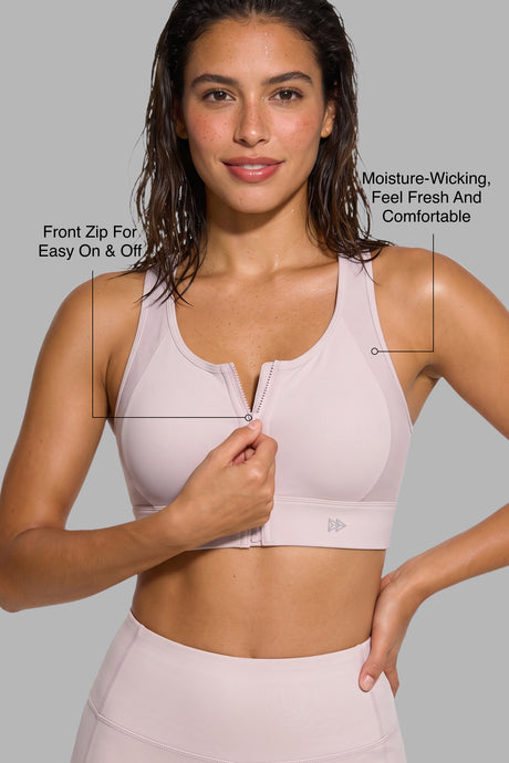 Enfold™ Zip-Front Mesh Racerback High-Support Sports Bra | Women's High Support Sports Bra