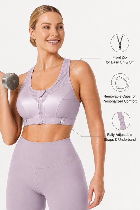 Power™ Zip Front Adjustable High Support Sports Bra | Women's High Support Sports Bra