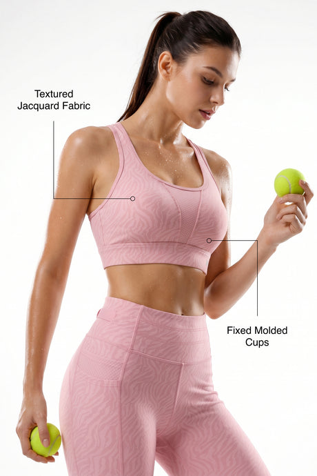 Pink Racerback Mesh Full Coverage Running Bra | High-Impact Support Best For Running, HIIT & Training