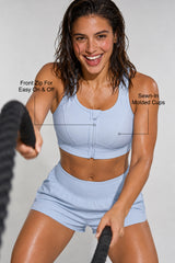Enfold™ Zip Front Breathable Racerback High Impact Running Bra | Women's High Support Sports Bra