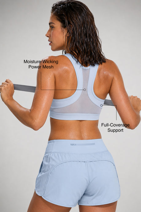 Enfold™ Zip Front Breathable Racerback High Impact Running Bra | Women's High Support Sports Bra