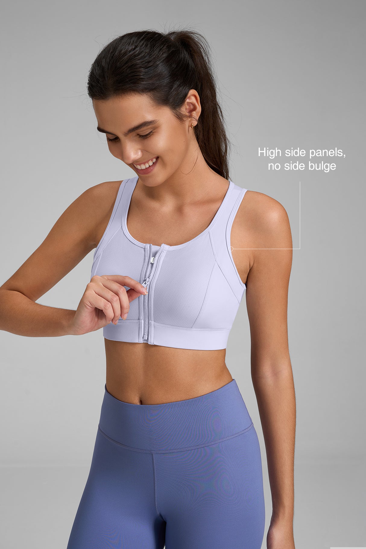 Power™ Cutout Racerback Zip Front Running Bra | Women's High Support Sports Bra