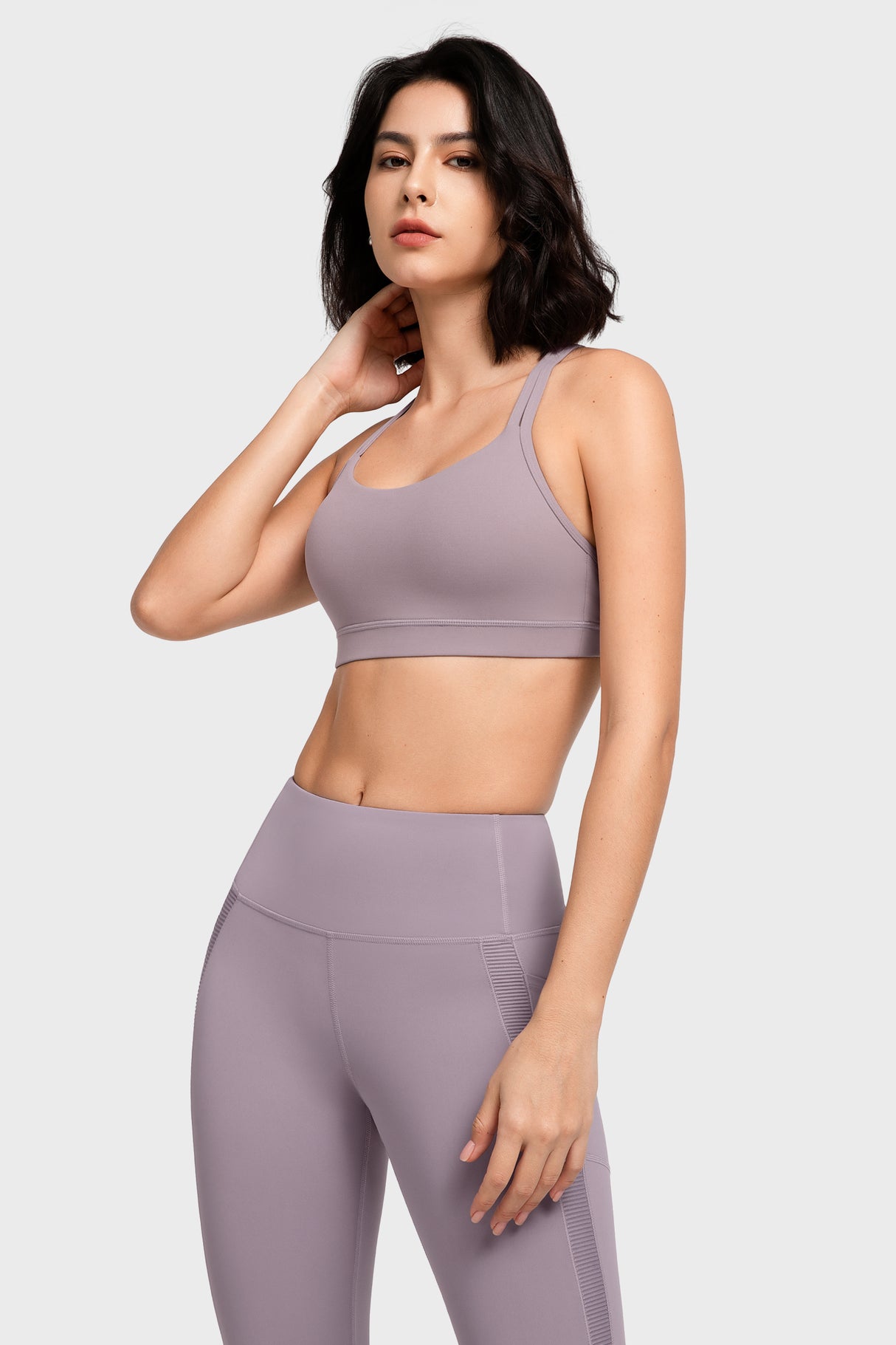 Reggiseno yoga imbottito con scollo a barchetta e doppie spalline | Reggiseno sportivo con supporto leggero da donna
