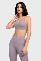 Reggiseno yoga imbottito con scollo a barchetta e doppie spalline | Reggiseno sportivo con supporto leggero da donna