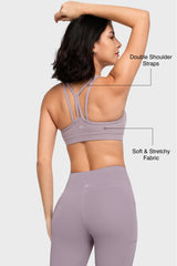 Reggiseno yoga imbottito con scollo a barchetta e doppie spalline | Reggiseno sportivo con supporto leggero da donna