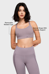 Reggiseno yoga imbottito con scollo a barchetta e doppie spalline | Reggiseno sportivo con supporto leggero da donna