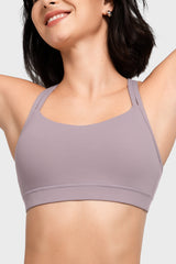 Reggiseno yoga imbottito con scollo a barchetta e doppie spalline | Reggiseno sportivo con supporto leggero da donna