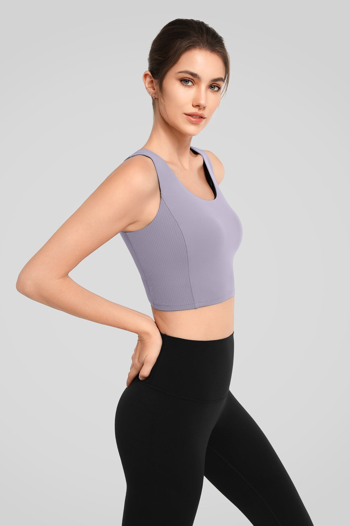 Reggiseno yoga Anywhere con coste a contrasto e aperture | Reggiseno sportivo leggero da donna