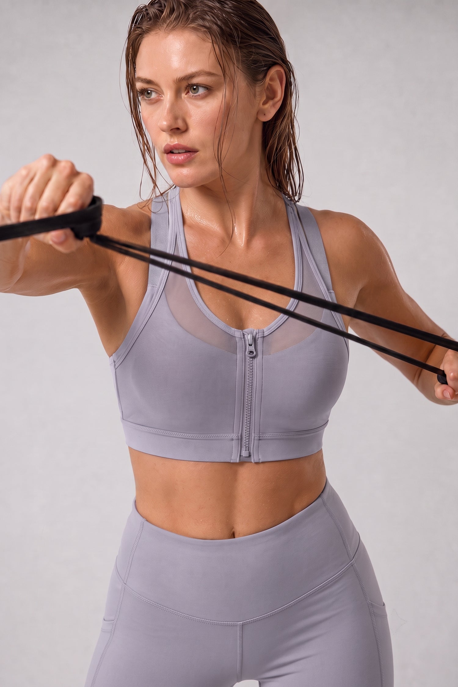Power™ Zip Front Breathable Full-Coverage Running Bra | Women's High Support Sports Bra