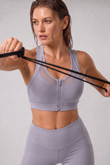 Power™ Zip Front Breathable Full-Coverage Running Bra | Women's High Support Sports Bra