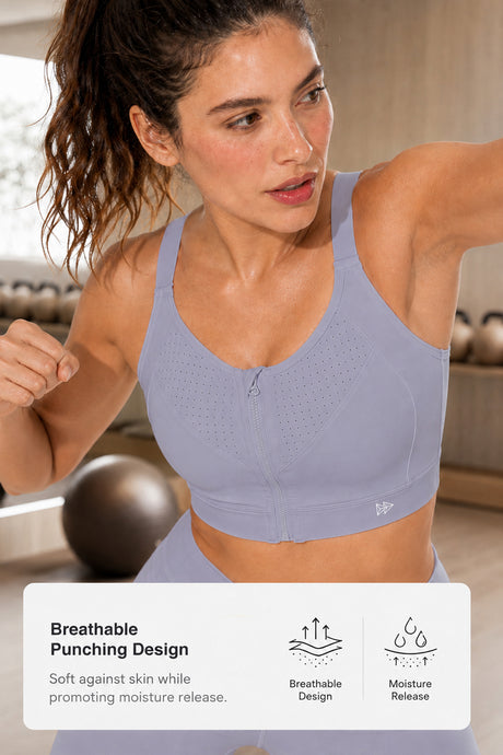 Power Zip Verstellbare Träger Gepolsterter Lauf-BH | Damen Sport-BH mit starkem Halt