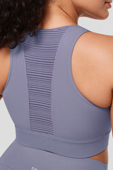 Reggiseno da corsa imbottito Echo Zipper Mesh Racerback | Reggiseno sportivo ad alto sostegno da donna