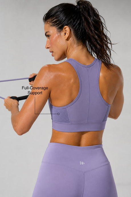 Enfold™ Zip-Front Mesh Racerback High-Support Sports Bra | Women's High Support Sports Bra