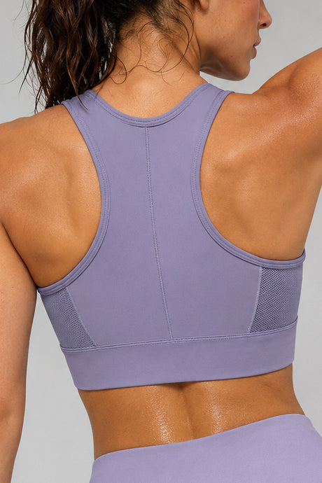 Enfold™ Zip-Front Mesh Racerback High-Support Sports Bra | Women's High Support Sports Bra