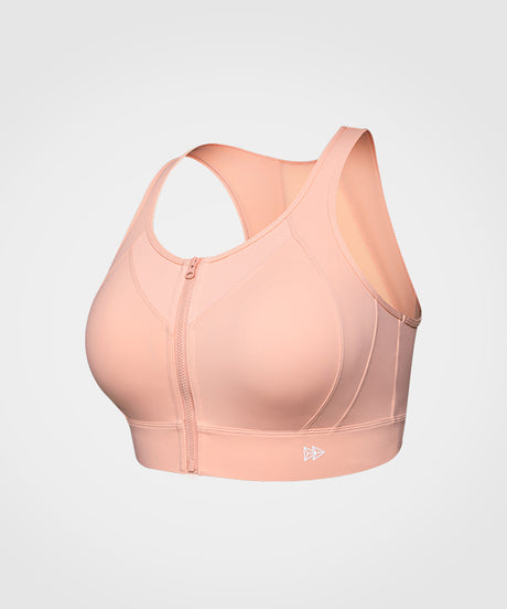 Echo Jacquard Mesh Gepolsterter Lauf-BH mit Reißverschluss vorne | Sport-BH mit starkem Halt für Damen