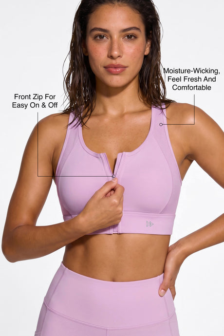 Power™ Zip-Front Mesh Racerback Sports Bra | High Support Best For Running, HIIT & Training - image 71