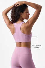 Power™ Zip-Front Mesh Racerback Sports Bra | High Support Best For Running, HIIT & Training