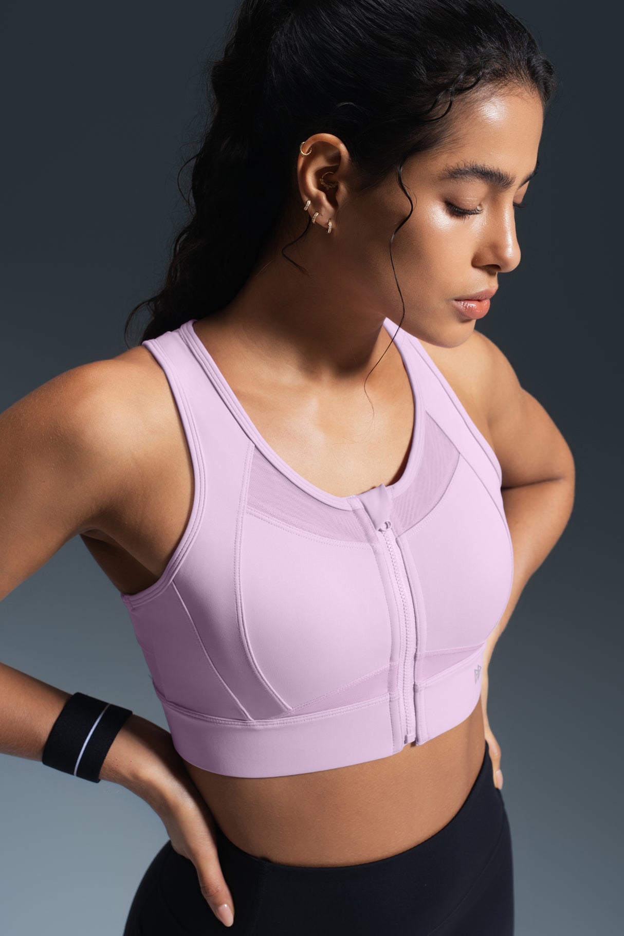Sculpt™ Zip Front Breathable Racerback High Support Running Bra | Women's High Support Sports Bra