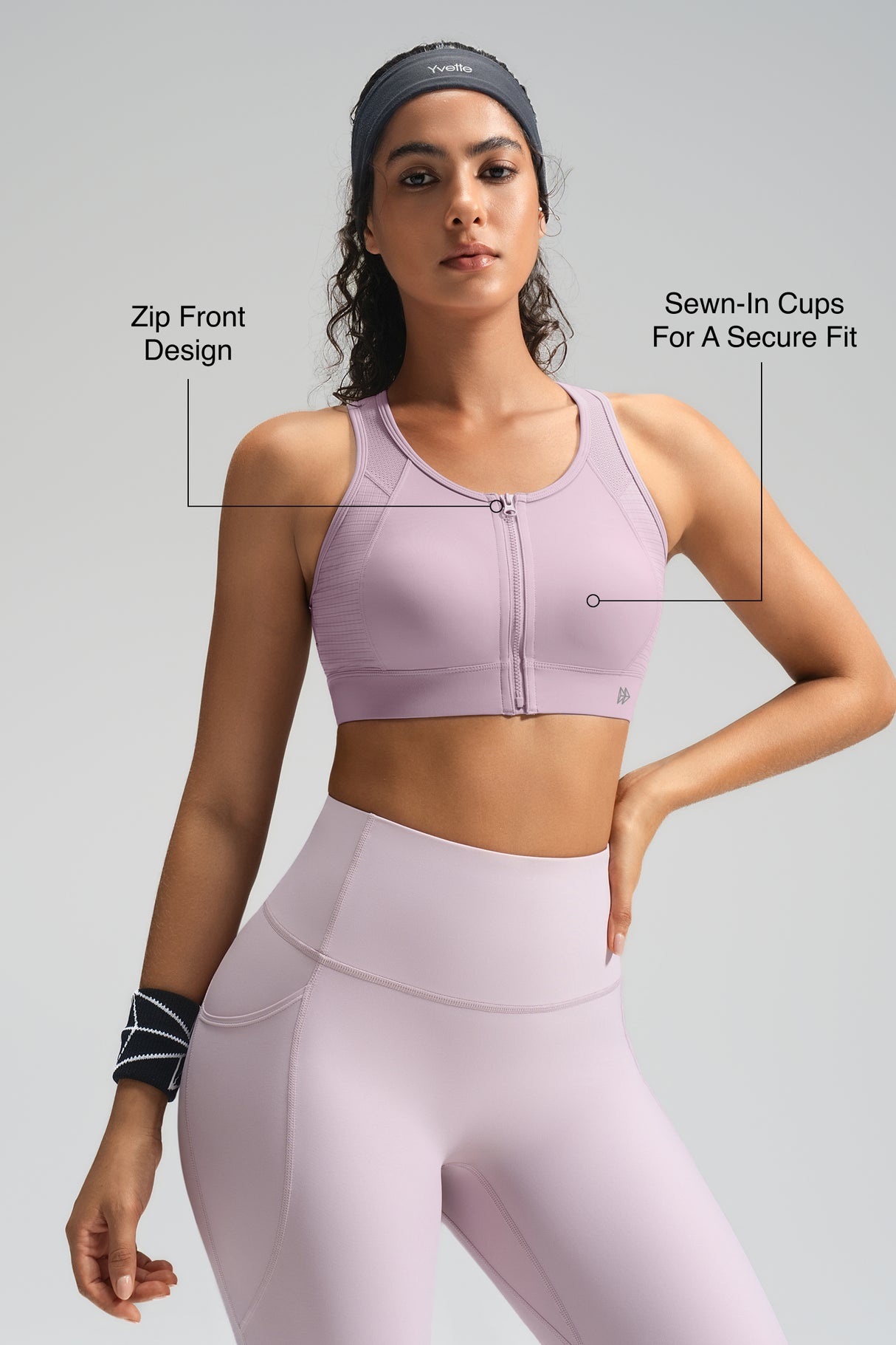 Reggiseno da corsa Power Front-Zip Mesh Racerback | Reggiseno sportivo ad alto sostegno da donna