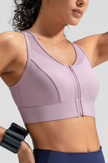 Power™ Zip-Front Secure High-Support Breathable Training Bra | High-Impact Support Best For Running, HIIT & Training